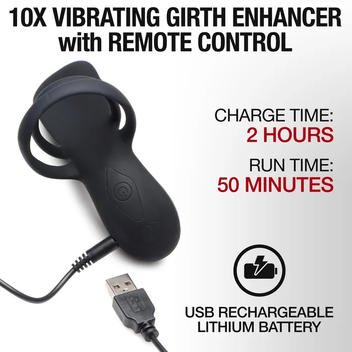 Female Sex Toys Trinity Men 10X Silicone Vibrating Girth Enhancer with Remote Control