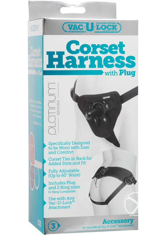 Female Sex Toys Vac U Lock VacULock Platinum Corset Harness with Plug Black Female Sex Toys Vac U Lock VacULock Platinum Corset Harness with Plug Black