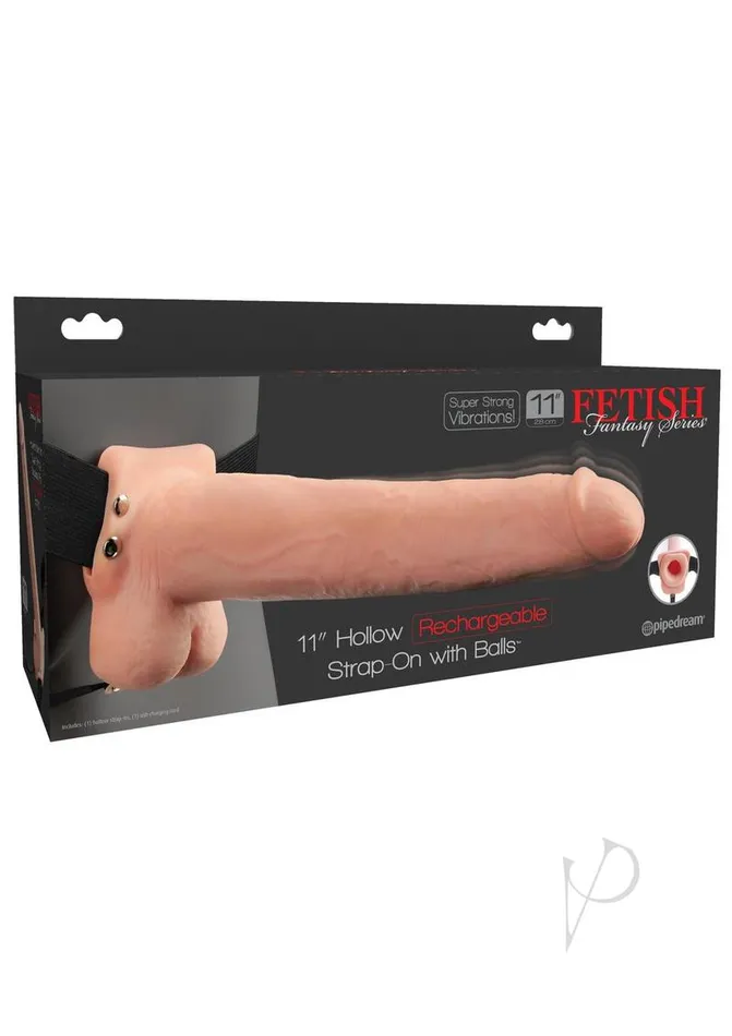 Fetish Fantasy Series Fetish Fantasy Series Hollow Rechargeable StrapOn Dildo with Balls and Harness 11in Vanilla Female Sex Toys Fetish Fantasy Series Fetish Fantasy Series Hollow Rechargeable StrapOn Dildo with Balls and Harness 11in Vanilla Female Sex Toys