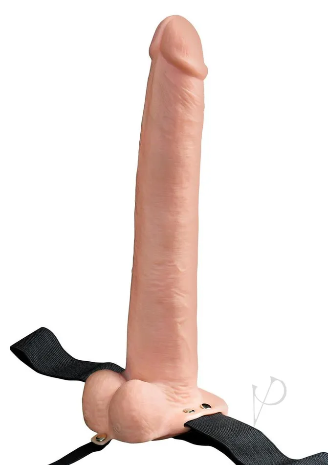 Fetish Fantasy Series Fetish Fantasy Series Hollow Rechargeable StrapOn Dildo with Balls and Harness 11in Vanilla Female Sex Toys