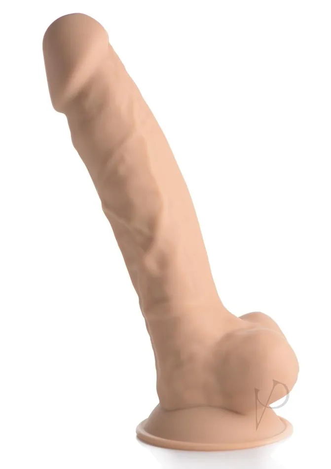 Flesh Stixxx Female Sex Toys Fleshstixxx Silicone Rechargeable Vibrating Dong with Balls 8in Caramel
