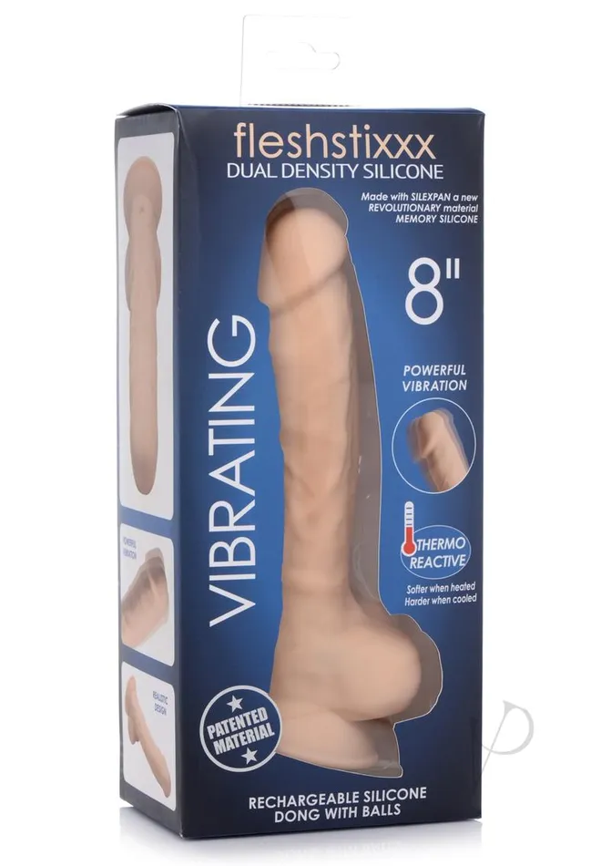 Fleshstixxx Silicone Rechargeable Vibrating Dong with Balls 8in Vanilla Flesh Stixxx Female Sex Toys Fleshstixxx Silicone Rechargeable Vibrating Dong with Balls 8in Vanilla Flesh Stixxx Female Sex Toys