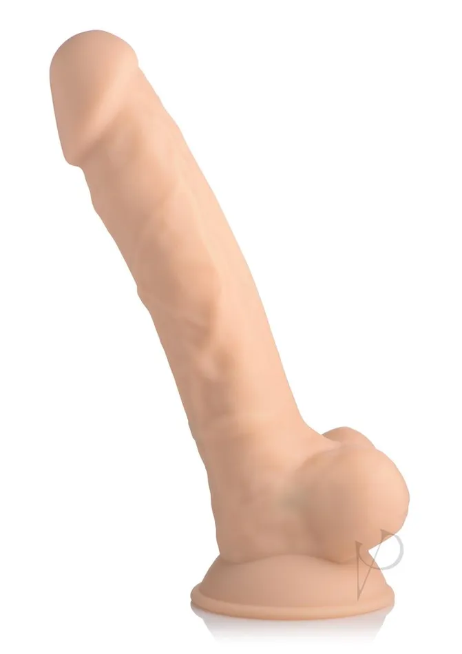 Fleshstixxx Silicone Rechargeable Vibrating Dong with Balls 8in Vanilla Flesh Stixxx Female Sex Toys