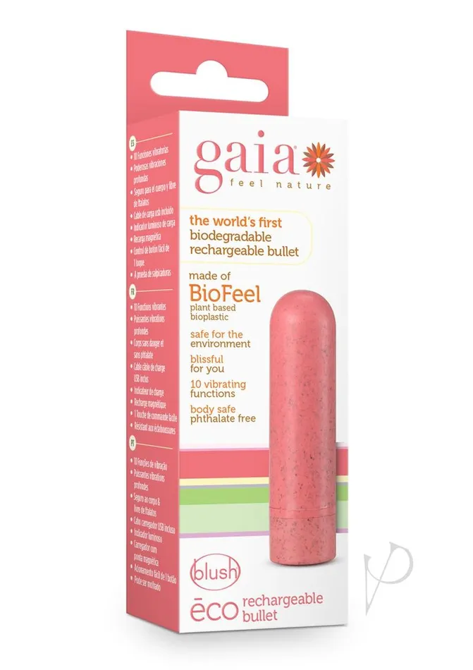 Gaia Eco Rechargeable Bullet Vibrator Coral Gaia Female Sex Toys