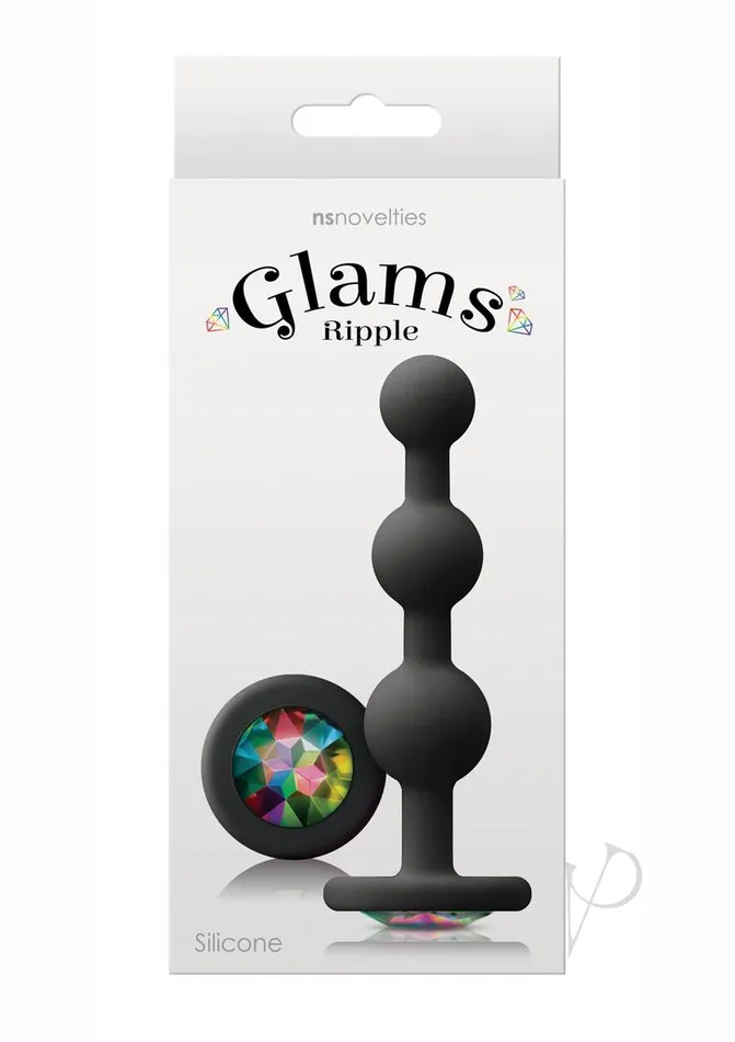 Glams Anal Glams Ripple Silicone Plug Rainbow Gem 449in Black