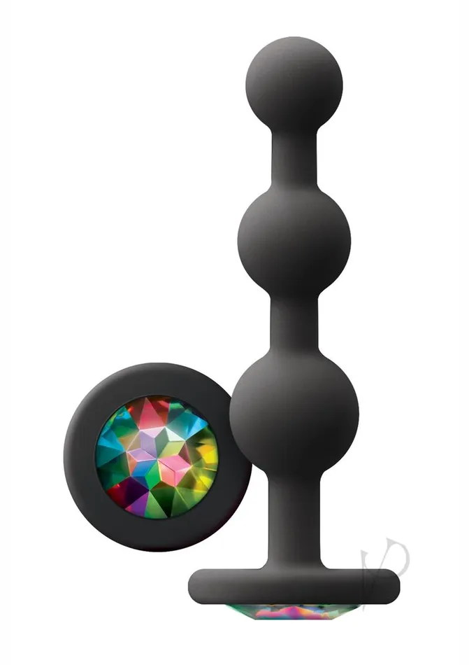 Glams Anal Glams Ripple Silicone Plug Rainbow Gem 449in Black