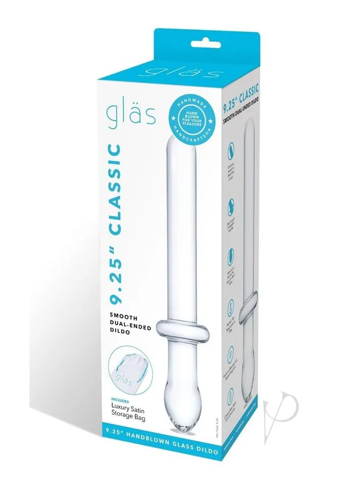 Glas Classic Smooth DualEnded Dildo 925in Clear Glas Dildos