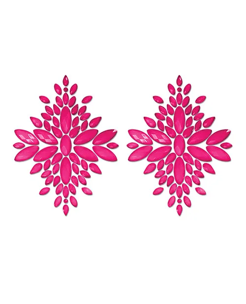 Glow By Fantasy Lingerie Vibrators Fantasy UV Reactive Jeweled Pasties Neon Pink OS