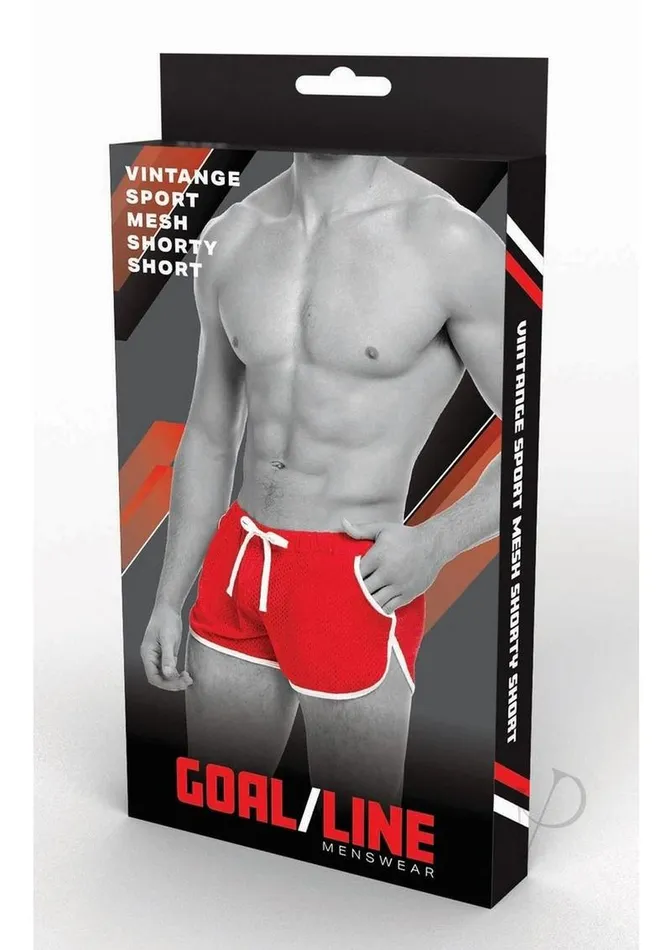 Goal Line Side Split Mesh Booty Shorts SmallMedium Red Goal Line Anal