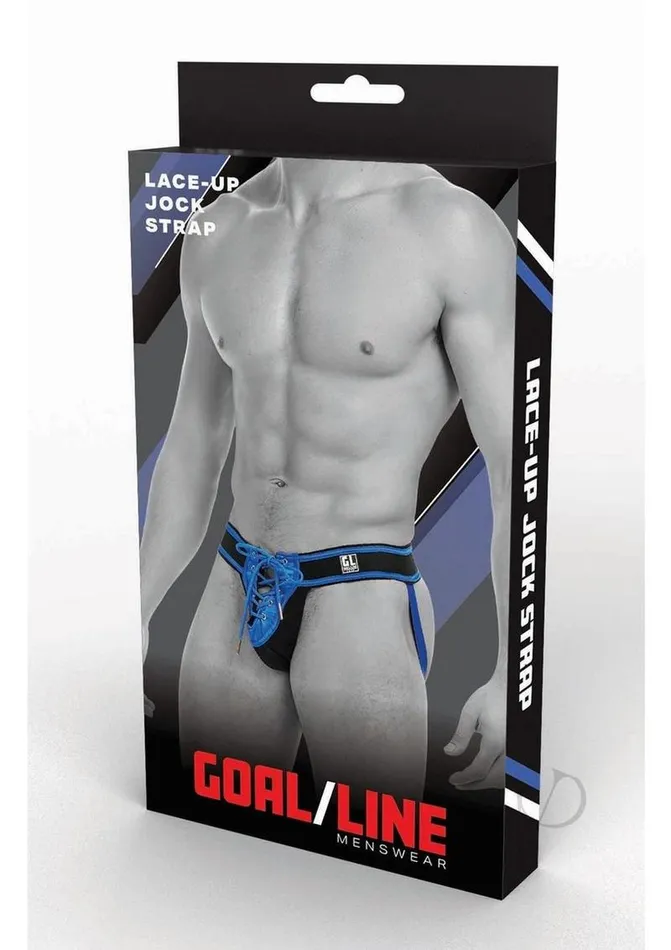 Goal Line Vibrators Goal Line LaceUp Jockstrap LargeXLarge Blue
