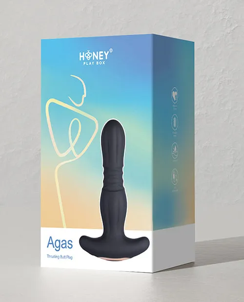Honey Play Box Anal Agas Thrusting Butt Plug w Remote Control Black Honey Play Box Anal Agas Thrusting Butt Plug w Remote Control Black