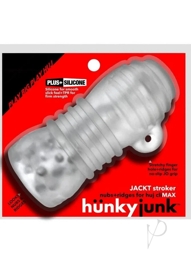 Hunkyjunk Male Sex Toys Hunkyjunk Jackt Textured Stroker Clear Ice