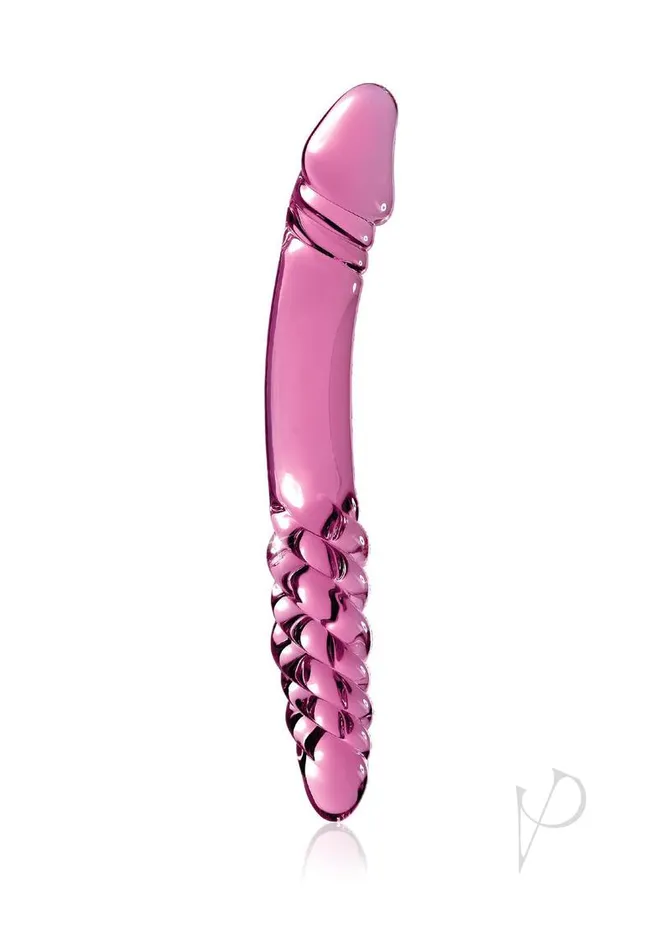 Icicles Dildos Icicles No 57 DoubleSided Textured Glass Double Dildo 9in Pink