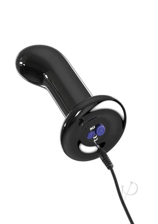 Icicles No 84 Rechargeable Glass PSpot Plug with Remote Control Black Icicles Female Sex Toys