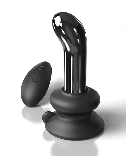 Icicles No 84 Rechargeable Glass PSpot Plug with Remote Control Black Icicles Female Sex Toys
