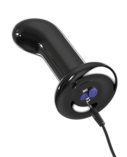 Icicles No 84 Rechargeable Glass PSpot Plug with Remote Control Black Icicles Female Sex Toys
