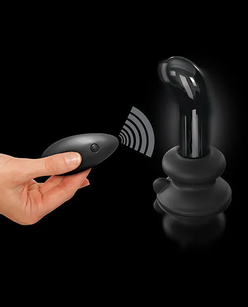 Icicles No 84 Rechargeable Glass PSpot Plug with Remote Control Black Icicles Female Sex Toys