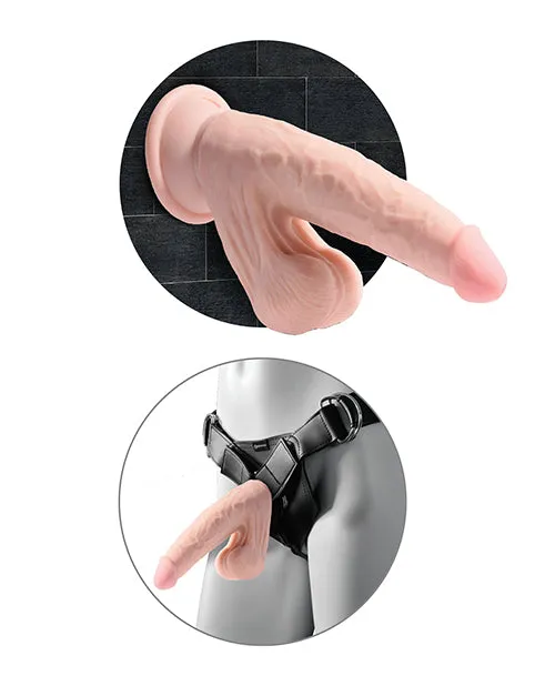 King Cock Dildos King Cock Triple Density Cock with Swinging Balls 6in Vanilla