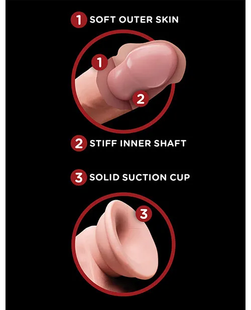 King Cock Dildos King Cock Triple Density Cock with Swinging Balls 6in Vanilla