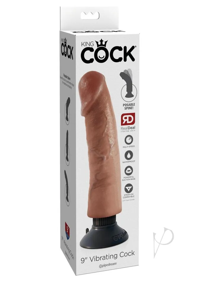 King Cock Dildos King Cock Vibrating Dildo 9in Caramel
