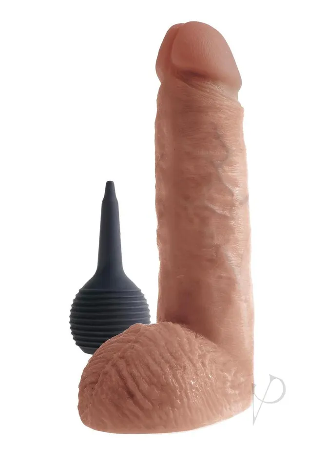 King Cock Squirting Dildo with Balls 8in Caramel King Cock Dildos