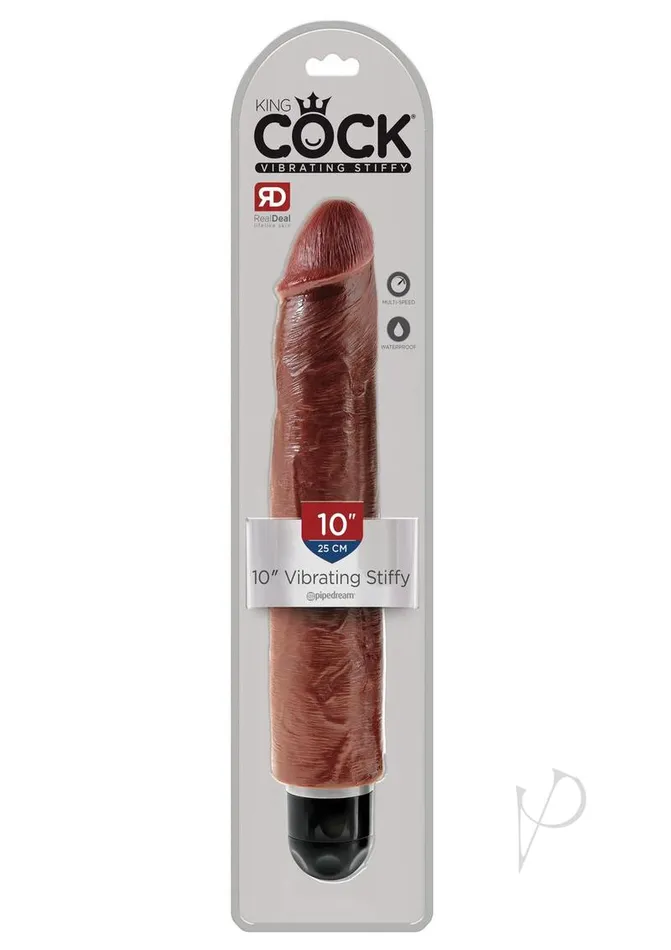 King Cock Vibrating Stiffy Dildo 10in Chocolate King Cock Dildos