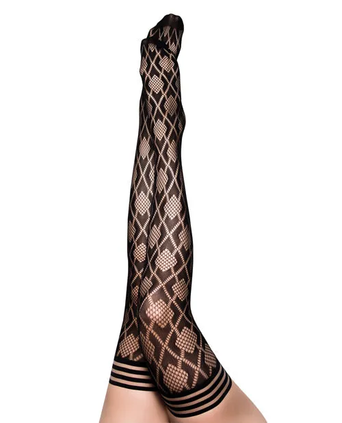 Kixies Elle Fishnet Diamond Thigh High Black A Kixies Anal