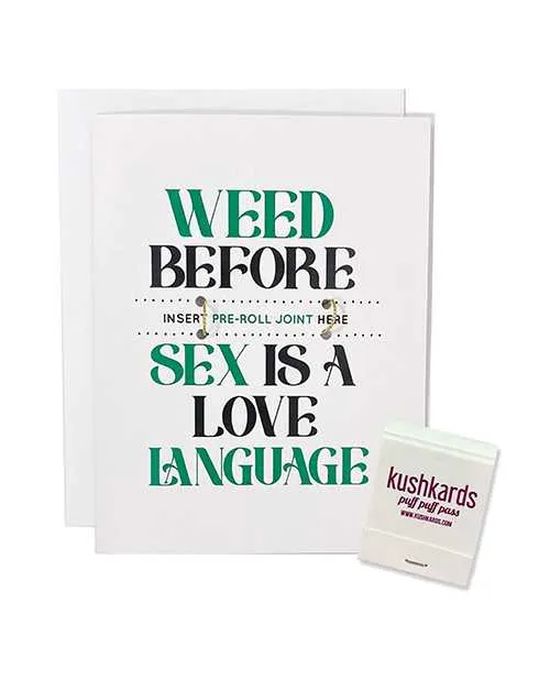 Kush Kards Couples Weed Before Sex Greeting Card wMatchbook