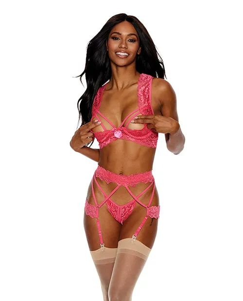 Lace Underwire Peek a Boo Bra Garterbelt GString Coral SM Showtime Couples Lace Underwire Peek a Boo Bra Garterbelt GString Coral SM Showtime Couples