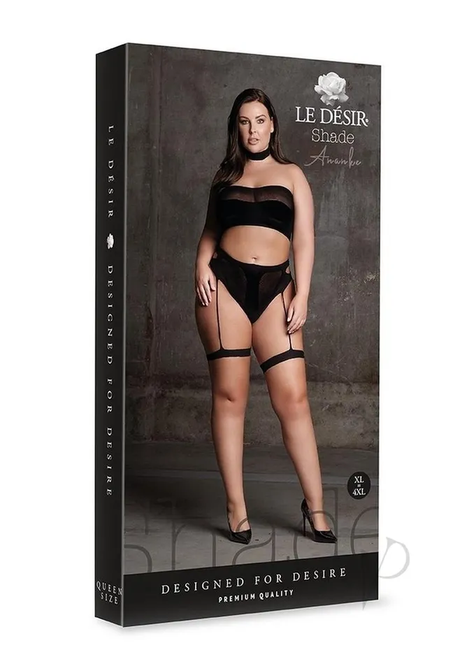 Le Desir Female Sex Toys Le Desir Shade Ananke XII Three Piece with Choker Bandeau Top and Panty with Garters Queen Black Le Desir Female Sex Toys Le Desir Shade Ananke XII Three Piece with Choker Bandeau Top and Panty with Garters Queen Black