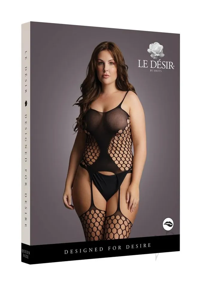 Le Desir Fence Net Suspender Bodystocking Queen Black Le Desir Bodystockings Playsuits