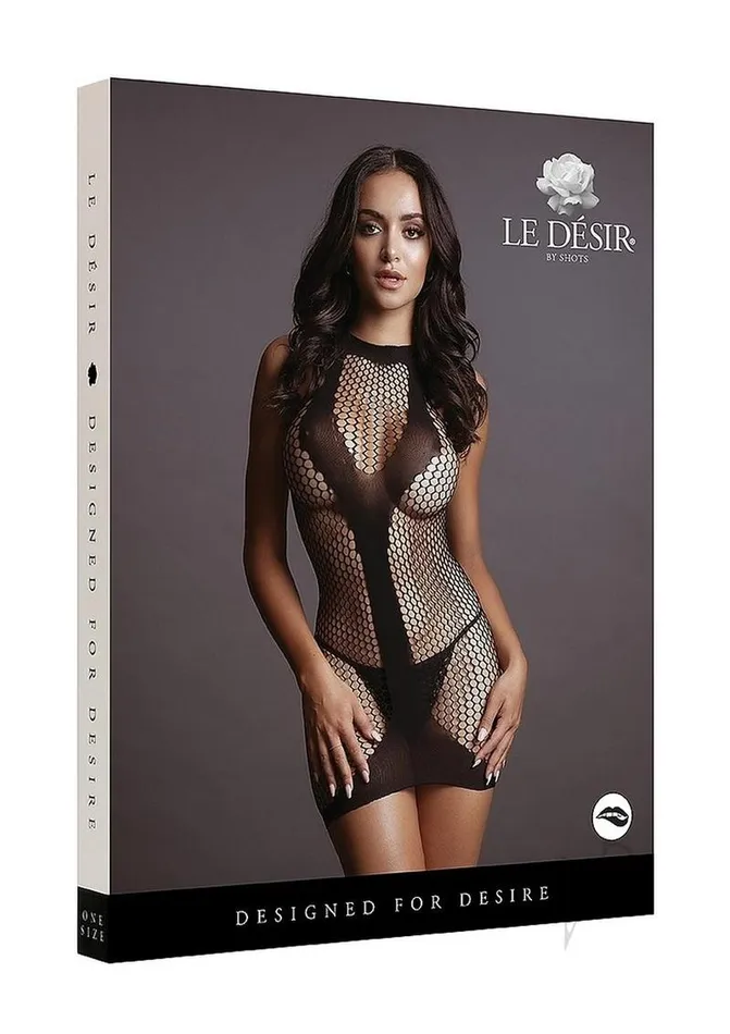 Le Desir Net Contrast Mini Dress OS Black Le Desir Anal