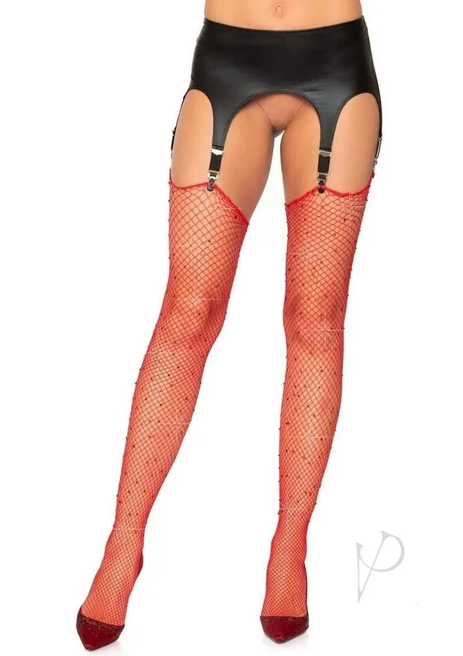 Leg Avenue Leg Avenue Rhinestone Fishnet Stockings OS Red Vibrators