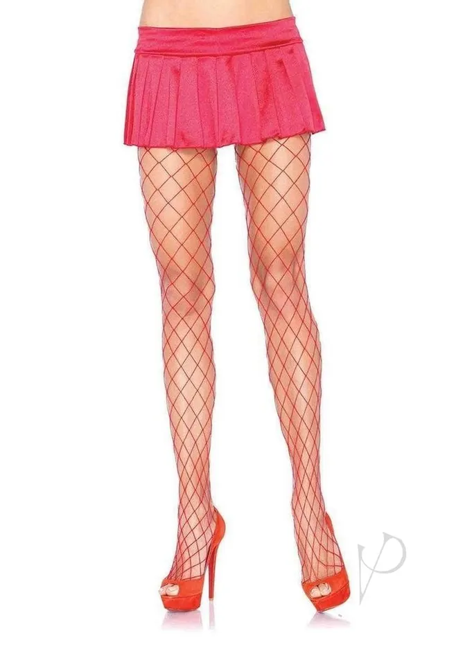 Leg Avenue Leg Avenue Spandex Diamond Panty Hose OS Red Vibrators