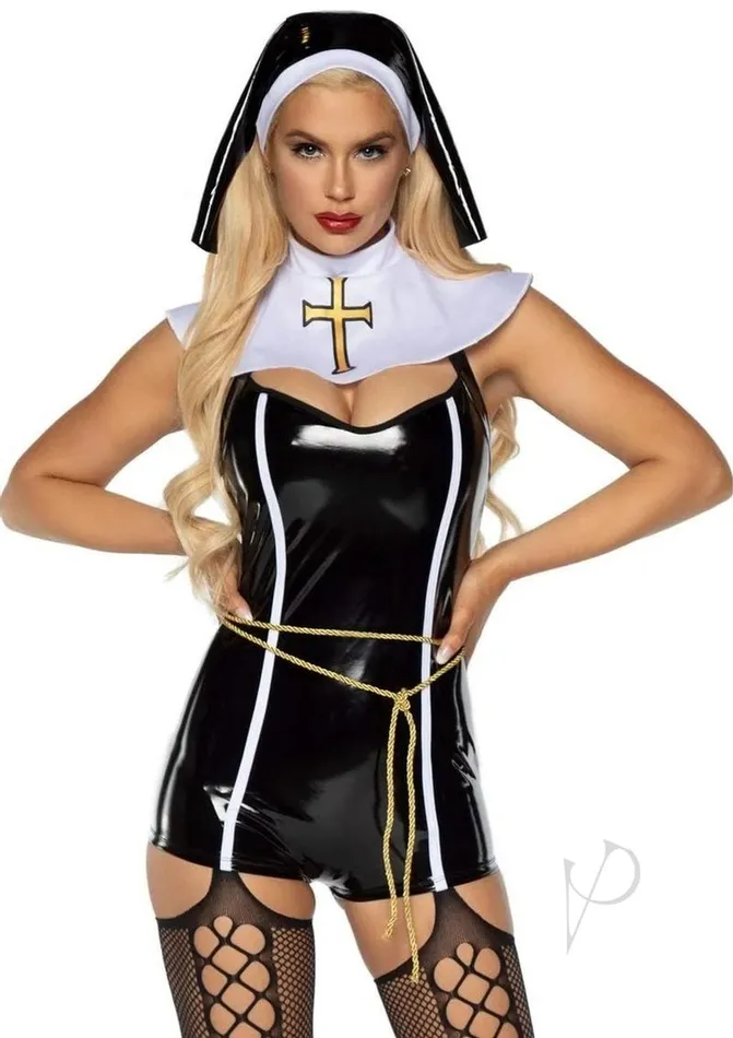 Leg Avenue Sinful Sister Vinyl Romper Rope Belt Collar and Nun Habit 4 Piece Large Black Leg Avenue Anal Leg Avenue Sinful Sister Vinyl Romper Rope Belt Collar and Nun Habit 4 Piece Large Black Leg Avenue Anal