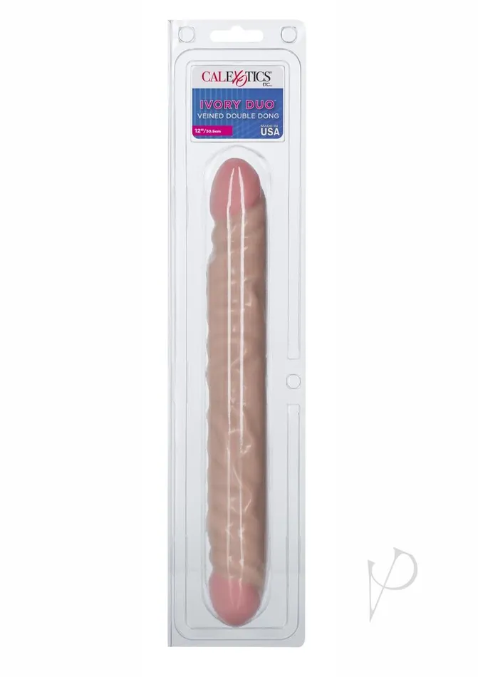 Lifelike Dongs Dildos Veined Double Dong 12in Vanilla
