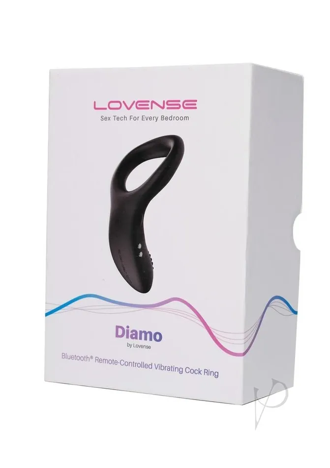 Lovense Diamo App Compatible Vibrating Silicone Cock Ring Black Lovense Male Sex Toys