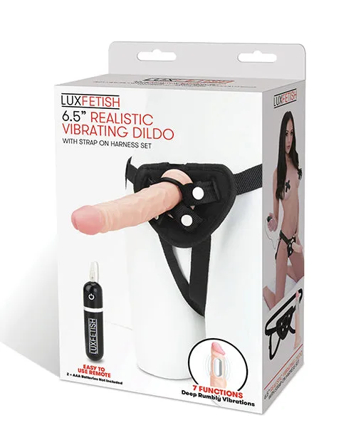 Lux Fetish Female Sex Toys Lux Fetish Realistic Vibrating Dildo with Harness Remote Control 65in Vanilla Lux Fetish Female Sex Toys Lux Fetish Realistic Vibrating Dildo with Harness Remote Control 65in Vanilla