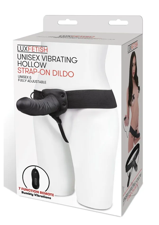 Lux Fetish Female Sex Toys Lux Fetish Unisex Vibrating Hollow StrapOn Dildo with Wired Remote Control 9in Black Lux Fetish Female Sex Toys Lux Fetish Unisex Vibrating Hollow StrapOn Dildo with Wired Remote Control 9in Black