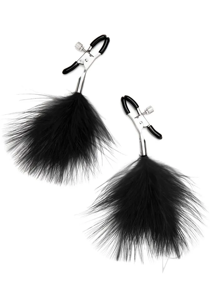 Lux Fetish Lux Fetish Feather Nipple Clamps Black Anal Lux Fetish Lux Fetish Feather Nipple Clamps Black Anal