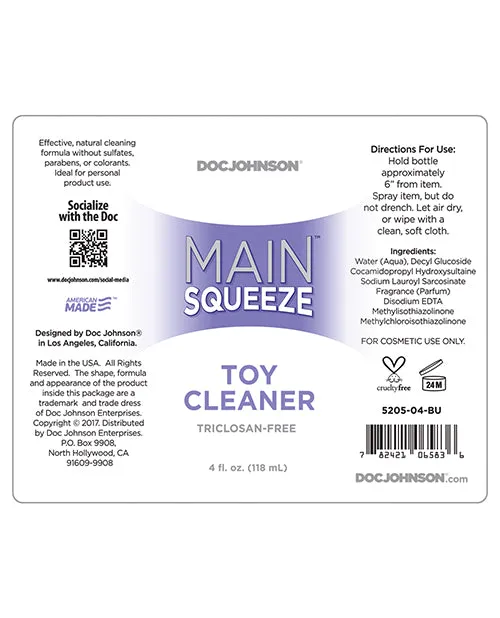 Main Squeeze Vibrators Main Squeeze Toy Cleaner 4oz Main Squeeze Vibrators Main Squeeze Toy Cleaner 4oz