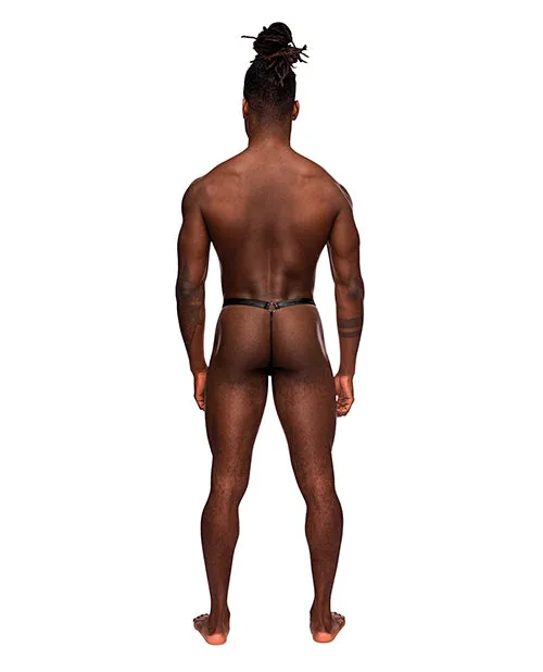 Male Power Anal Fetish Jouster Nylon Spandex Front Ring GString Black SM Male Power Anal Fetish Jouster Nylon Spandex Front Ring GString Black SM