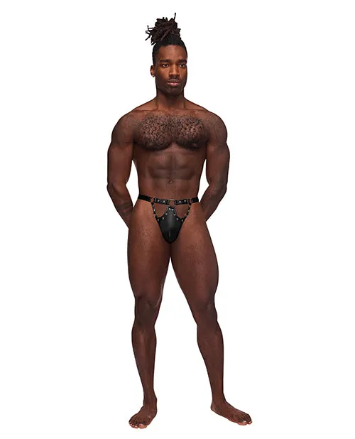 Male Power Anal Fetish Jouster Nylon Spandex Front Ring GString Black SM Male Power Anal Fetish Jouster Nylon Spandex Front Ring GString Black SM