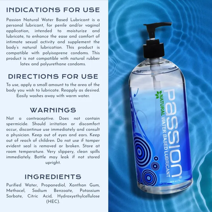 Male Sex Toys 34oz Passion Natural WaterBased Lube Pump Passion