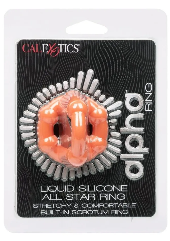 Male Sex Toys Alpha Alpha Liquid Silicone All Star Ring Orange