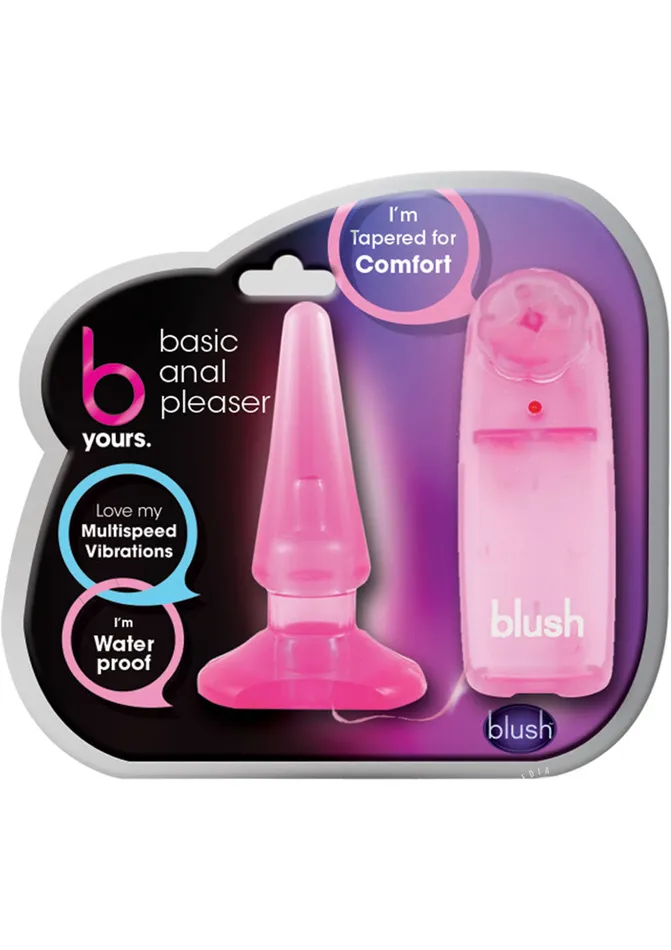 Male Sex Toys B Yours B Yours Basic Vibrating Butt Plug with Wired Remote Control Pink