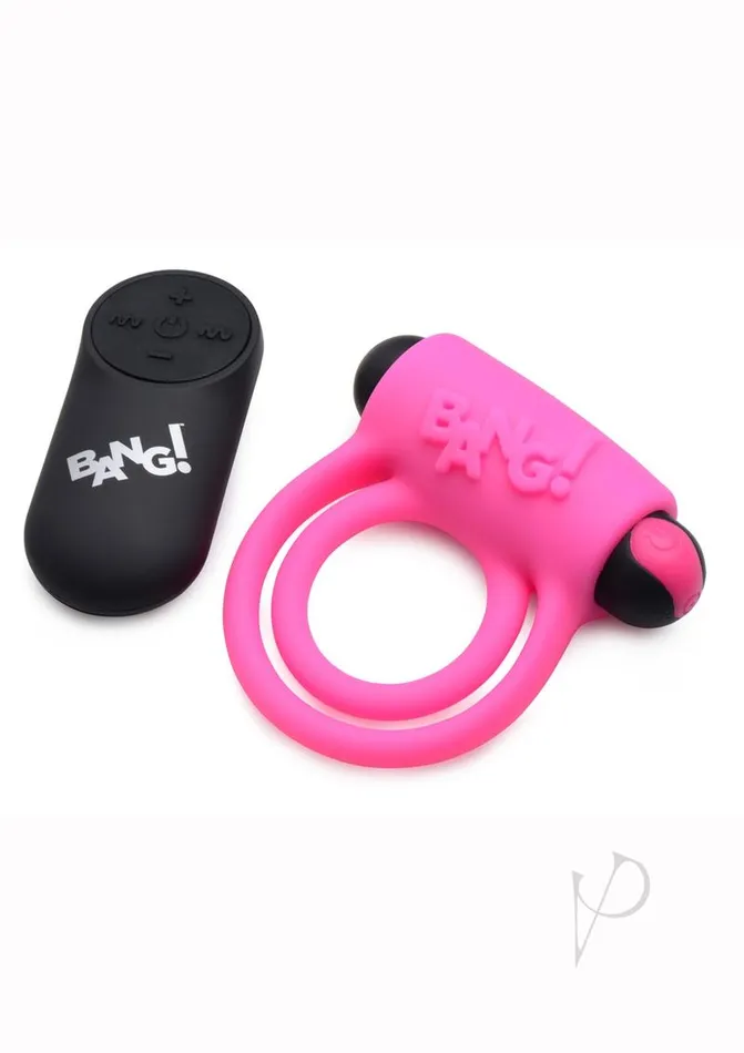 Male Sex Toys Bang Bang Silicone Rechargeable Cock Ring and Bullet with Remote Control Pink