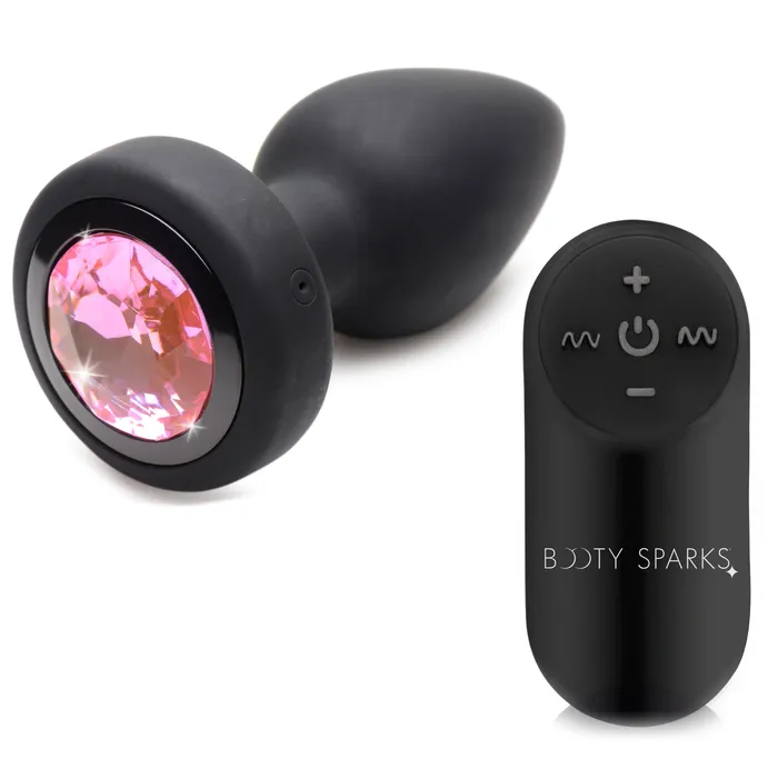 Male Sex Toys Booty Sparks 28X Vibrating Silicone Pink Gem Anal Plug