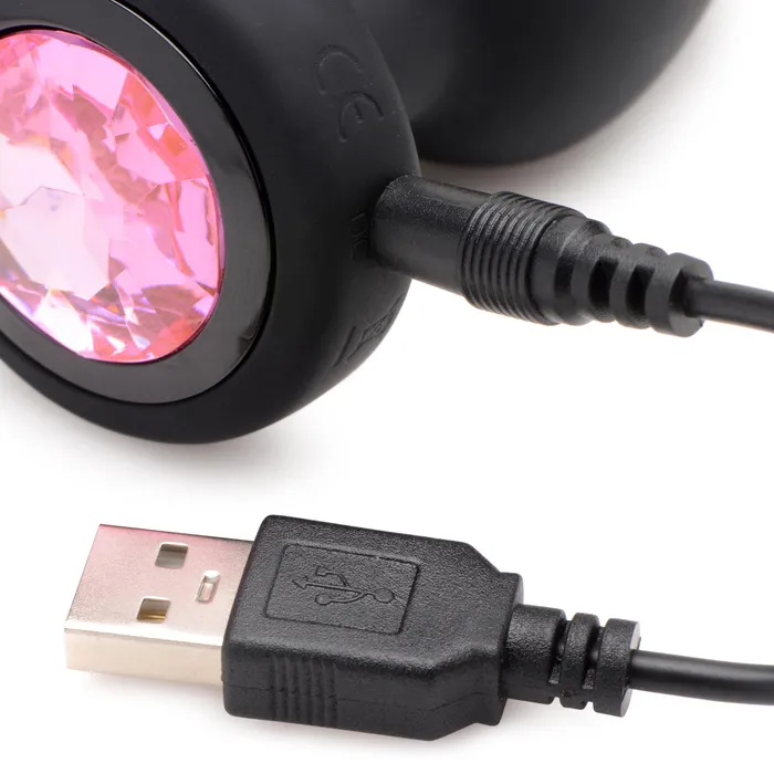 Male Sex Toys Booty Sparks 28X Vibrating Silicone Pink Gem Anal Plug