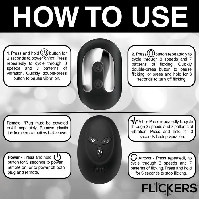 Male Sex Toys Bum Flick Vibrating and Flicking Silicone Butt Plug with Remote Inmi